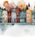 Cityscape Nursery Mural, Whimsical Town Wall Art - Image 2