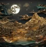 Moonlit Mountains, Golden Hour - Image 2
